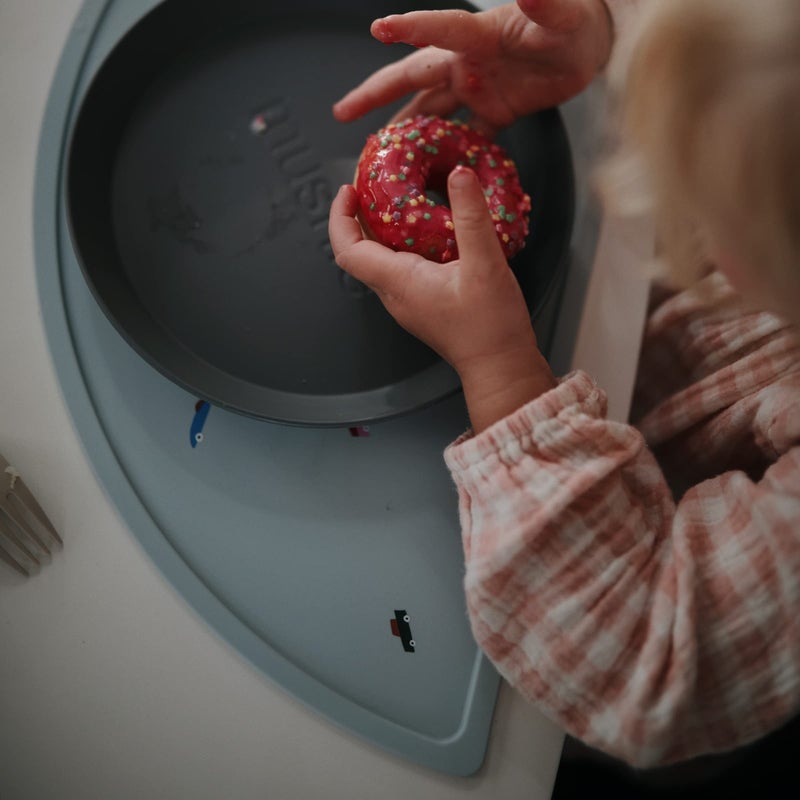 mushie Silicone Placemat for Kids | BPA-Free Non-Slip Design (Retro Cars) - Image 5