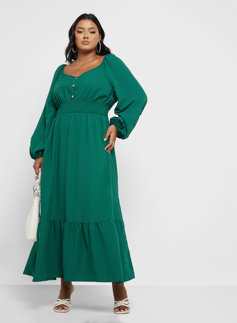 Ella Plus Emerald Smocked Dress - Image 1