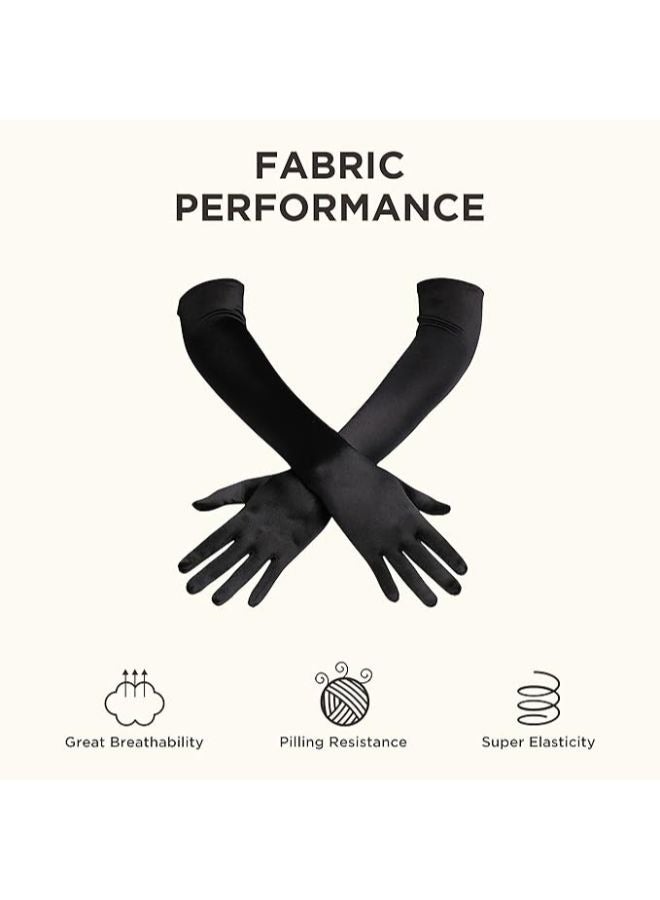 Classic Satin Elbow Length Gloves for Party - Image 2