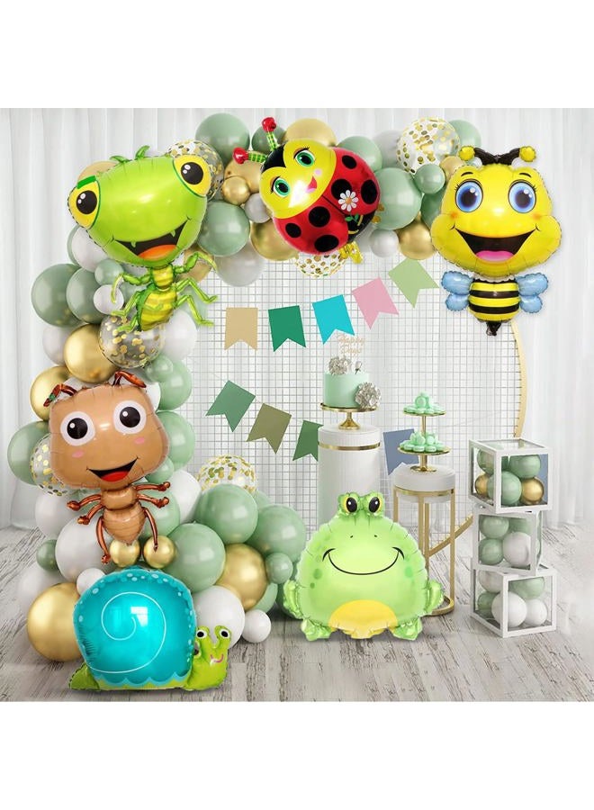 YiYou 6 PCS Insect Animal Balloons Set Bee Ladybug Ant Mantis Frog Snails Foil Mylar Balloon for Birthday Garden Boys Baby Shower Animal Insect Themed Party Supplies Decorations - Image 3