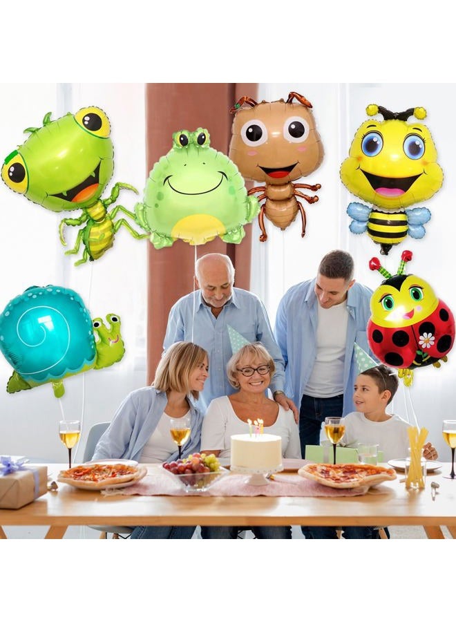 YiYou 6 PCS Insect Animal Balloons Set Bee Ladybug Ant Mantis Frog Snails Foil Mylar Balloon for Birthday Garden Boys Baby Shower Animal Insect Themed Party Supplies Decorations - Image 4