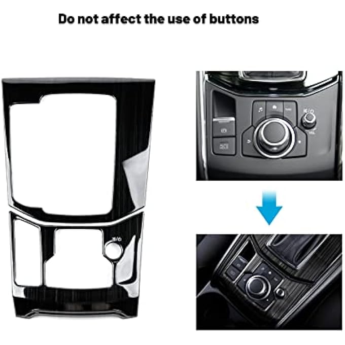rayihni 2pcs for Mazda CX5 2024 2023 2022 2021 2020 2019 2018 2017 Auto Interior Accessories Car Center Console Cover Gear Panel Gear Shift Knob Cover Trims Frame Stainless Steel Black - Image 5