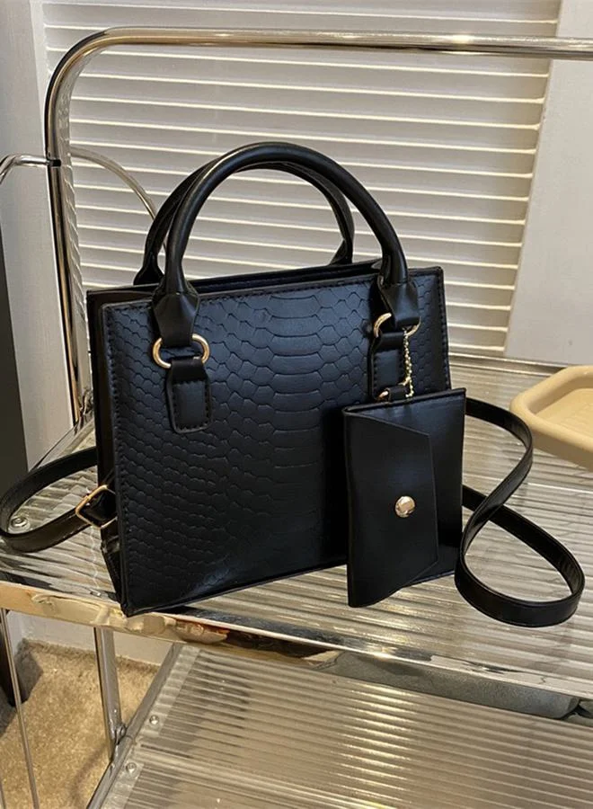 ستايلي Croc Textured Square Handbag with Pouch