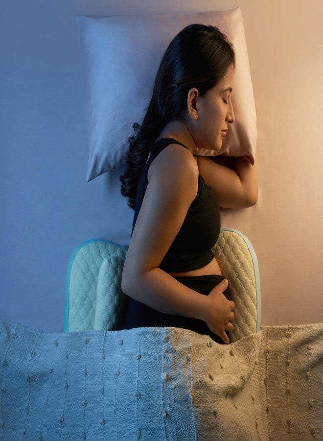 فريدو وسادة فريدو للحوامل | وسادتان مزدوجتان على شكل إسفين لدعم الظهر والبطن أثناء الحمل | تصميم فراشة قابل للتعديل | وسادة حمل مناسبة للسفر | غطاء من القطن العضوي المضاد للحساسية، لون أزرق فاتح - Image 2