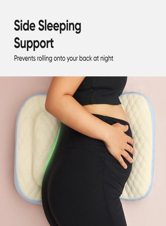 فريدو وسادة فريدو للحوامل | وسادتان مزدوجتان على شكل إسفين لدعم الظهر والبطن أثناء الحمل | تصميم فراشة قابل للتعديل | وسادة حمل مناسبة للسفر | غطاء من القطن العضوي المضاد للحساسية، لون أزرق فاتح - Image 3