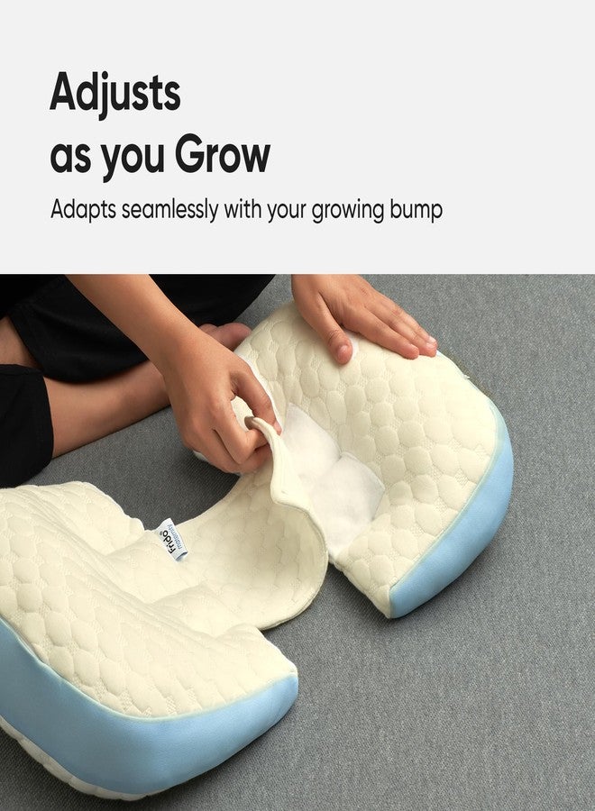 فريدو وسادة فريدو للحوامل | وسادتان مزدوجتان على شكل إسفين لدعم الظهر والبطن أثناء الحمل | تصميم فراشة قابل للتعديل | وسادة حمل مناسبة للسفر | غطاء من القطن العضوي المضاد للحساسية، لون أزرق فاتح - Image 5