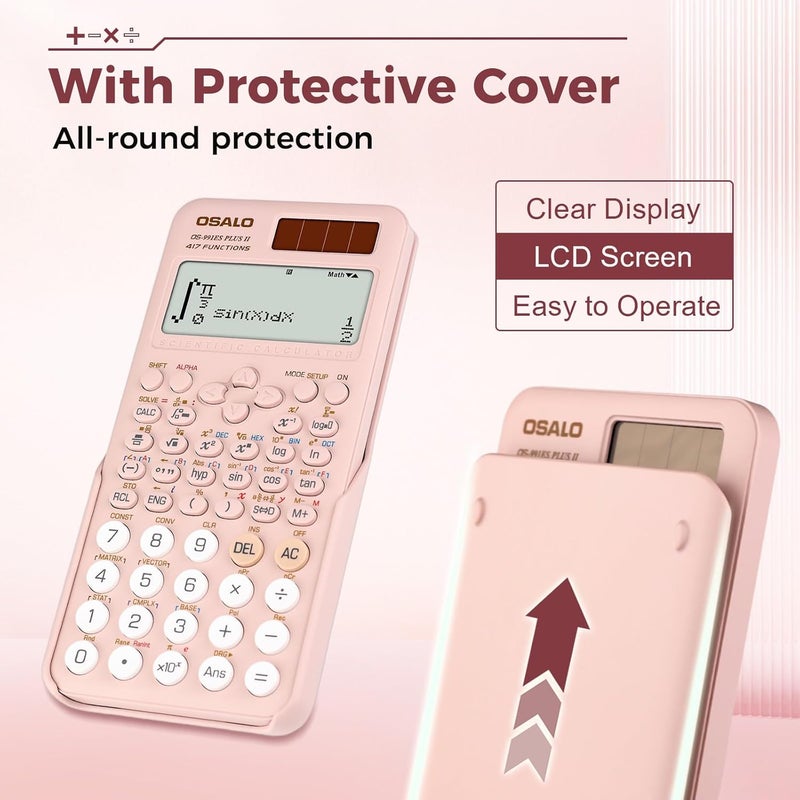 OSALO Scientific Calculator 417 Function 2 Line 10+2 Digits Written Display Solar Calculators (OS 991ES Plus 2nd Edition Pink) - Image 5