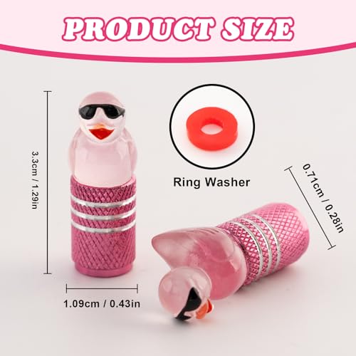 Rislobx 4Pcs Tire Valve Stem Cap Cover for Car SUV Truck, Valve Cover with Funny Duck Sunglasses, Decorative Tire Valve Caps Wheel Accessories (Pink Sunglasses Duck) - Image 5