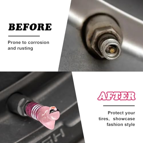 Rislobx 4Pcs Tire Valve Stem Cap Cover for Car SUV Truck, Valve Cover with Funny Duck Sunglasses, Decorative Tire Valve Caps Wheel Accessories (Pink Sunglasses Duck) - Image 3