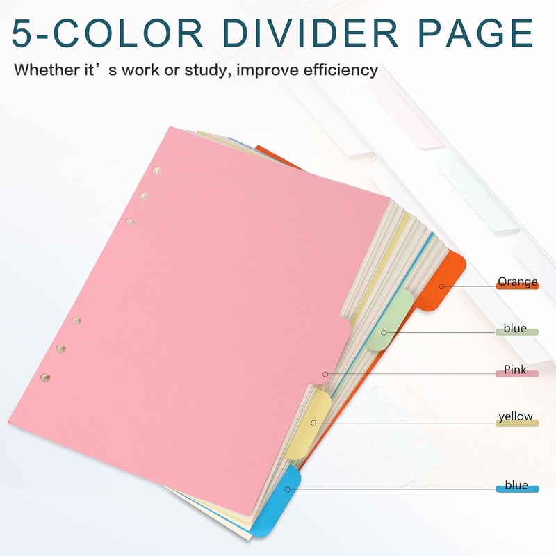 Toplive A5 Refill Paper, Blank Loose Leaf Filler Inserts - 90 Sheets (180 Pages) w/5 Colorful Dividers & 1 Pack Sticky Notes, Refillable for 6 Ring Binder, Journal & Notebook - Ideal for Sketching - Image 4