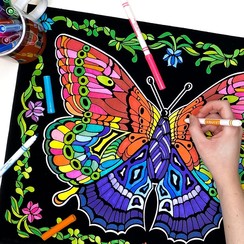 Stuff2Color Geo Butterfly Fuzzy Coloring Poster Set - Includes 3 Designs for All Ages - Image 2