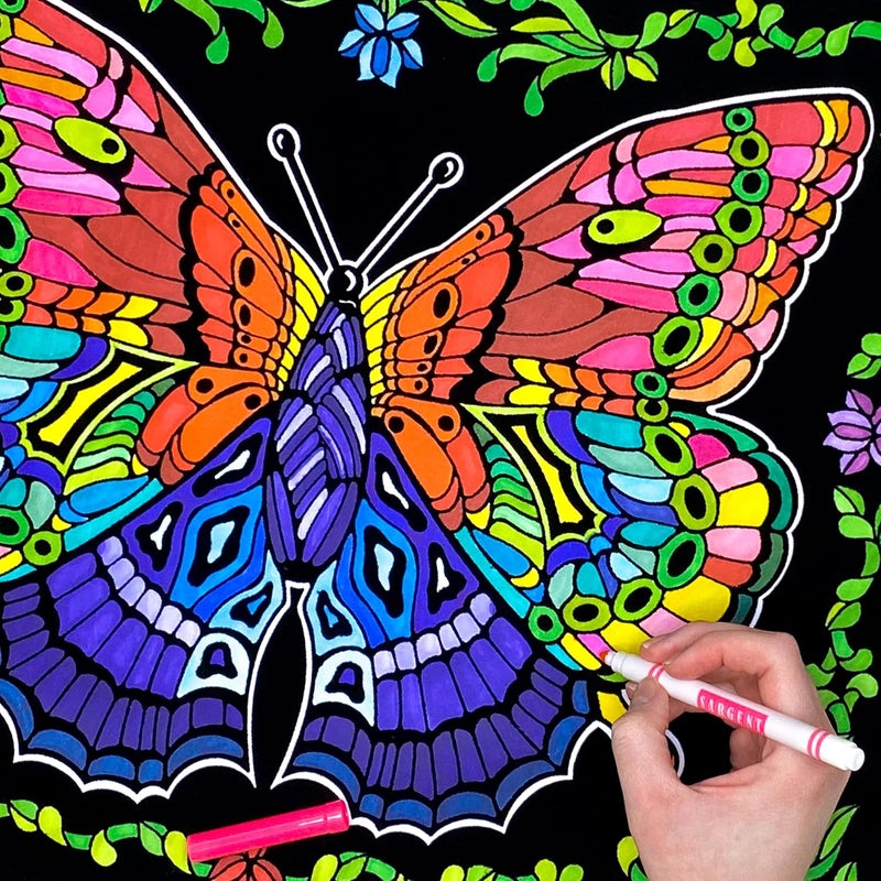 Stuff2Color Geo Butterfly Fuzzy Coloring Poster Set - Includes 3 Designs for All Ages - Image 4