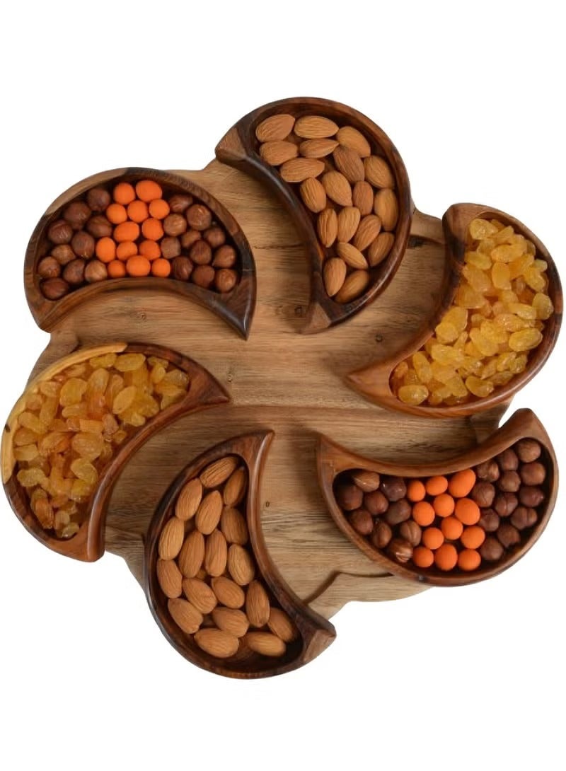 CASA HOME CasaHome Luxury Rosewood Snack Platter Fan-Shaped Wooden Serving Tray Multi Compartments Egypt - Image 2