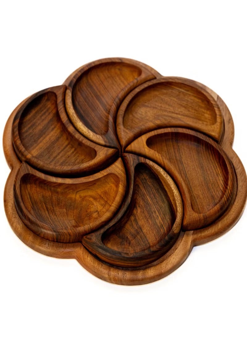 CASA HOME CasaHome Luxury Rosewood Snack Platter Fan-Shaped Wooden Serving Tray Multi Compartments Egypt - Image 3
