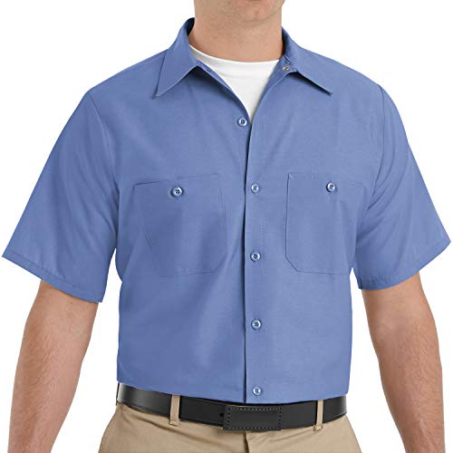 Red Kap Men's Industrial Work Shirt, Regular Fit, Short Sleeve, Petrol Blue, 5X-Large Tall - Image 1