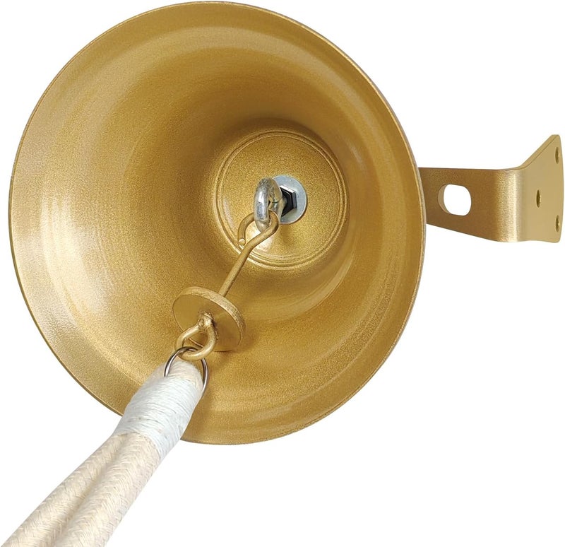 WMM Hanging Bell Dinner Bell Outdoor Bell Bracket Mount Wall Bell Indoor Rope Bell Ship/Boat/Nautical/Door/School/Reception/Home/Church Bell(Gold) - Image 3
