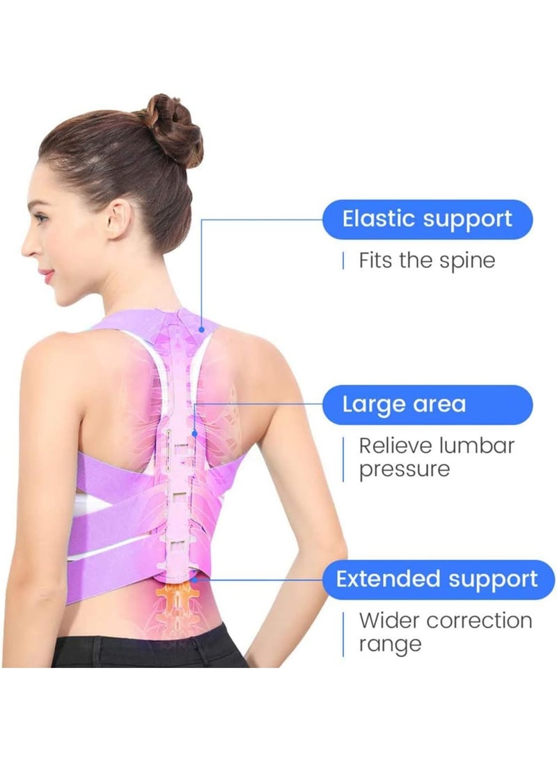SOLARAE Posture Corrector for Women, Extended Backplate Back Straightener, Adjustable Upper Back brace for Neck Shoulder Pain Relief and Clavicle Support, Pink, M: 31.5-35.5 in - Image 3