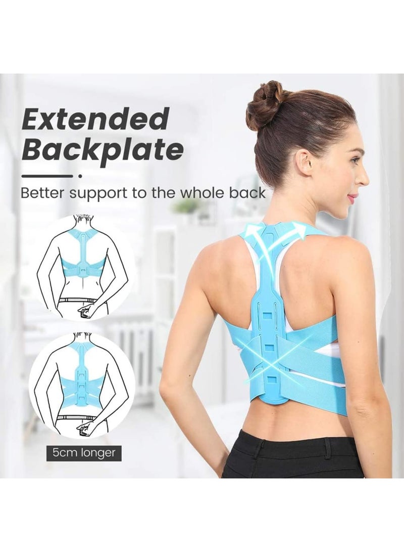 SOLARAE Posture Corrector for Women, Extended Backplate Back Straightener, Adjustable Upper Back brace for Neck Shoulder Pain Relief and Clavicle Support, Pink, M: 31.5-35.5 in - Image 5