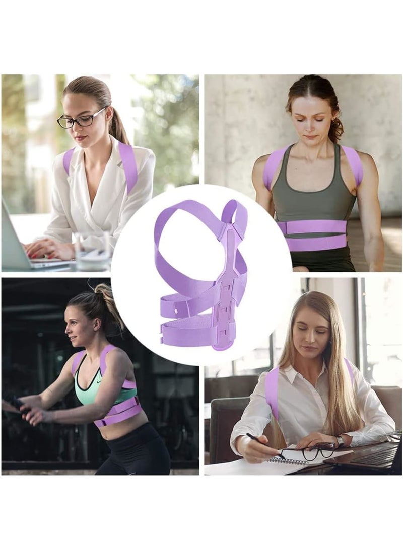SOLARAE Posture Corrector for Women, Extended Backplate Back Straightener, Adjustable Upper Back brace for Neck Shoulder Pain Relief and Clavicle Support, Pink, M: 31.5-35.5 in - Image 4