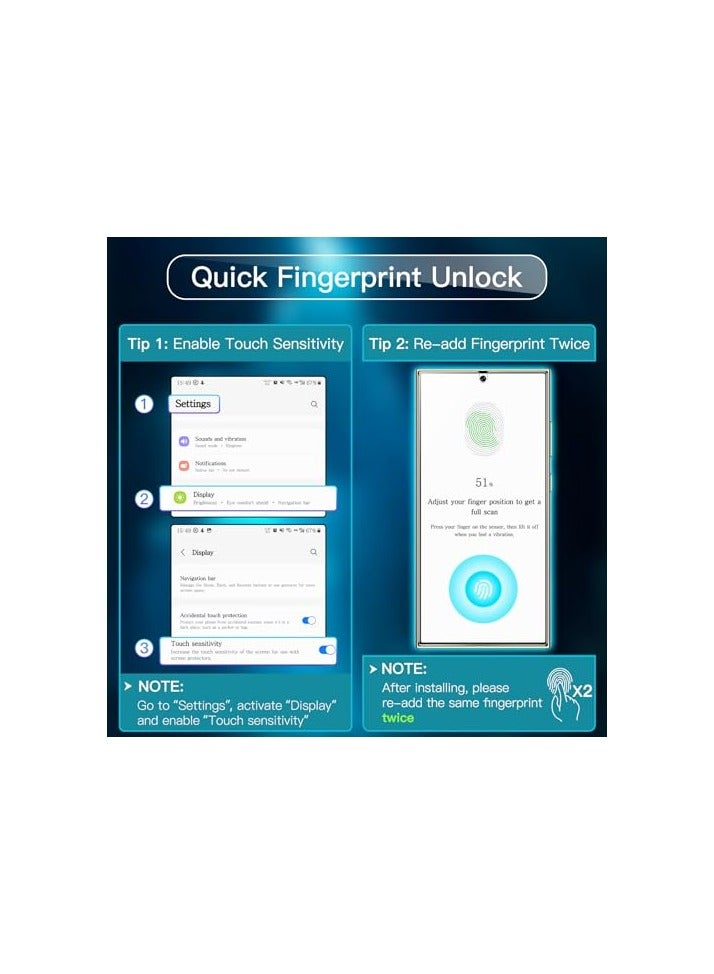 جي تيك واقي شاشة JETech لهاتف Samsung Galaxy S24 Ultra 5G مقاس 6.8 بوصة مع واقي عدسة الكاميرا، طبقة TPU مرنة، متوافق مع معرف بصمة الإصبع، سهل التركيب، شفاف عالي الدقة، عبوتان لكل منهما - Image 5