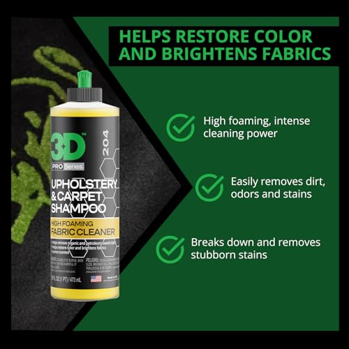3D Upholstery & Carpet Shampoo - High Foam Stain Remover & Odor Eliminator Shampoo 16oz. - Image 4