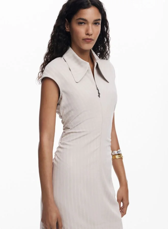 DESIGUAL Slim striped dress with short sleeves