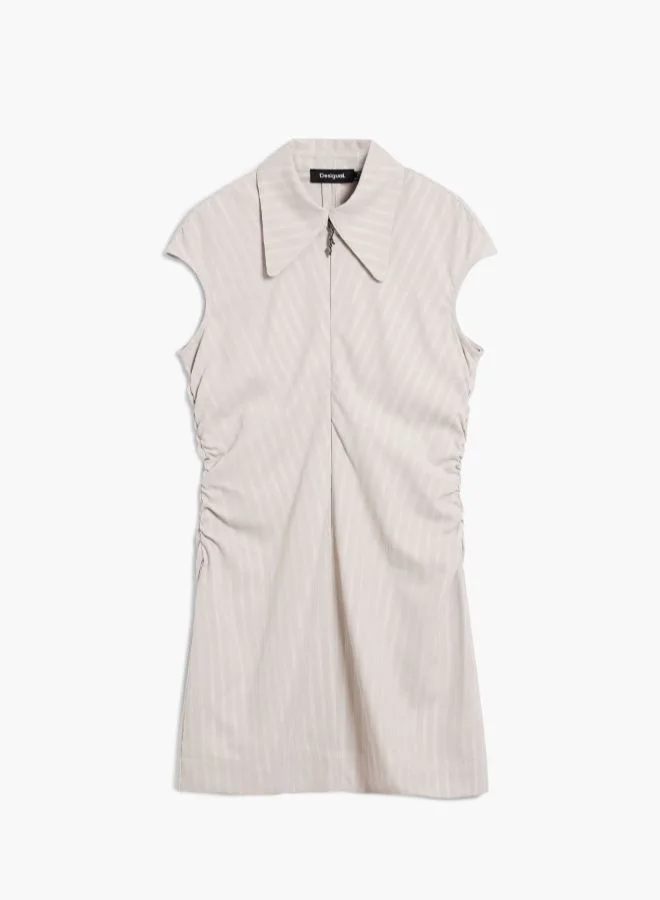 DESIGUAL Slim striped dress with short sleeves