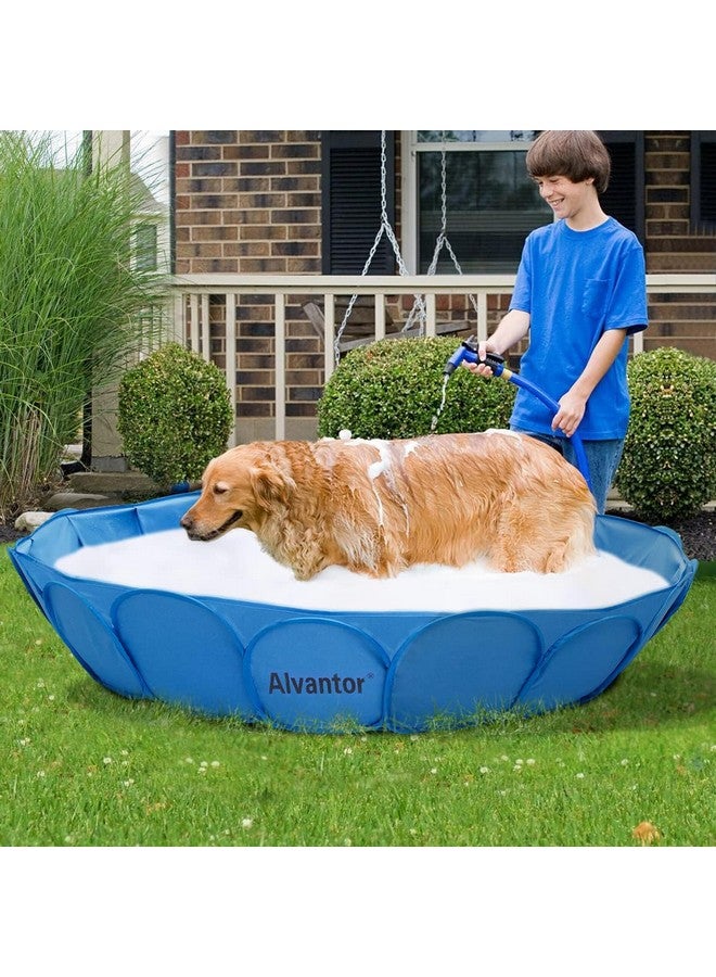 Alvantor Pet Swimming Pool - Foldable, Portable Dog Bathing Tub And Kiddie Pool - Indoor/Outdoor Fun - 63"X12" - Patent Pending - Image 1