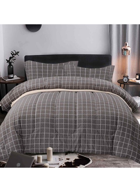 4-Piece Geometric Design Bedding Set Cotton Multicolour