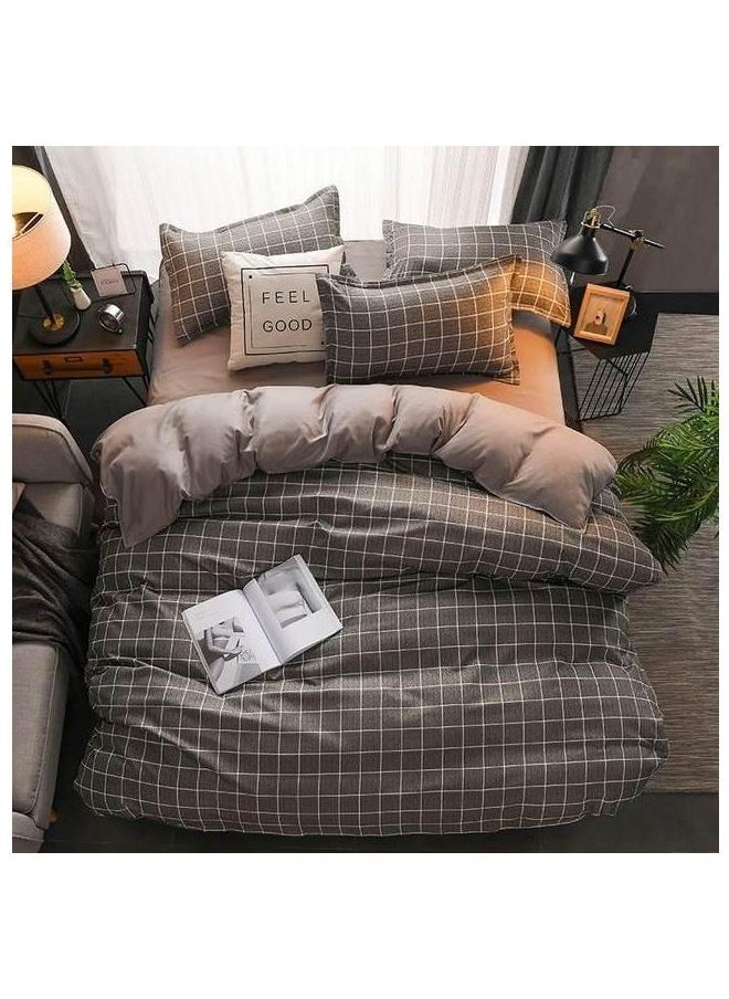 4-Piece Geometric Design Bedding Set Cotton Multicolour