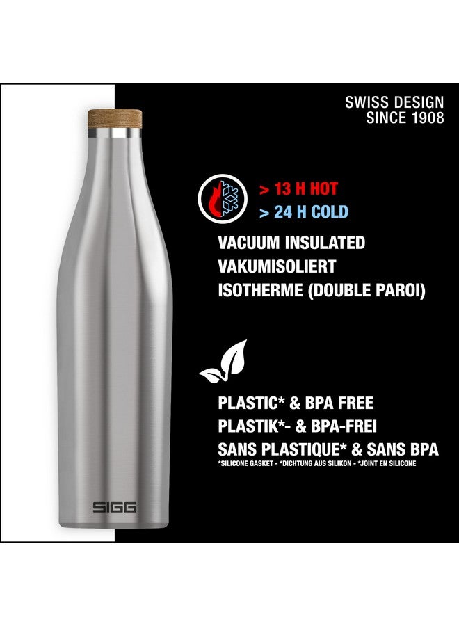 SIGG - Insulated Water Bottle - Meridian Brushed - Leakproof & Extra-Slim - BPA Free - Plastic Free - 18/8 Stainless Steel - Double Walled - Bamboo Screw Top - Brushed - 17 Oz - Image 2