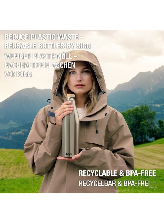 SIGG - Insulated Water Bottle - Meridian Brushed - Leakproof & Extra-Slim - BPA Free - Plastic Free - 18/8 Stainless Steel - Double Walled - Bamboo Screw Top - Brushed - 17 Oz - Image 5