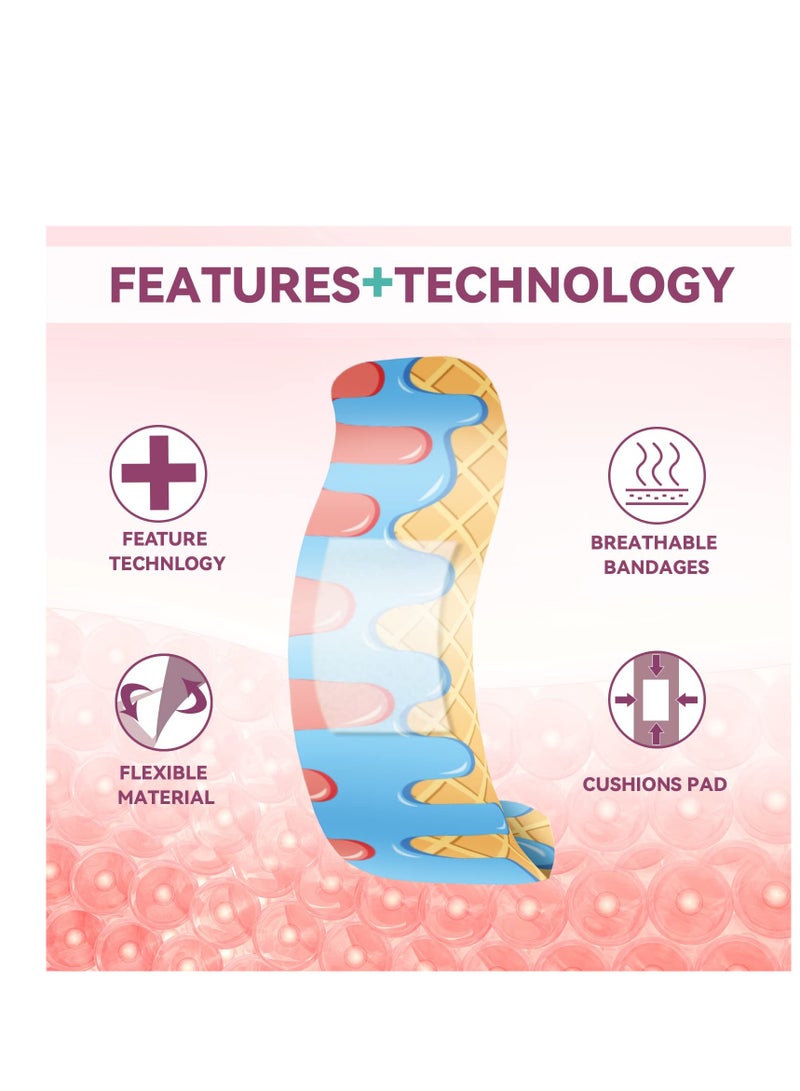 Cartoon Adhesive Bandages for Kids, 12 Styles 120 Pcs Flexible Adhesive Candy Donut Bandages, Waterproof Breathable Adhesive Bandages, for Little Cuts Scrapes for Girls Boys Children
