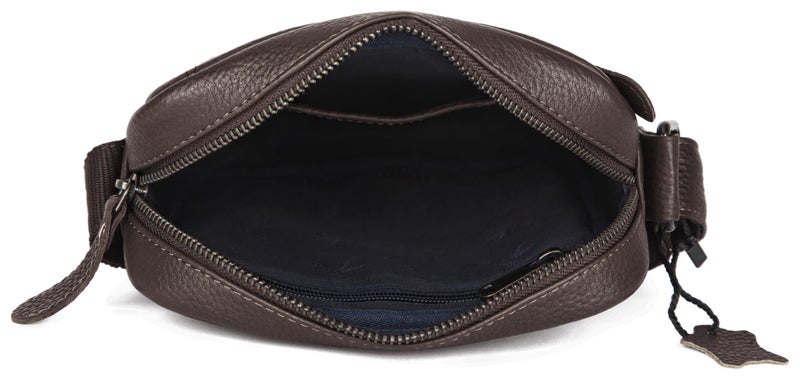 WildHorn Genuine Leather Crossbody Sling Messenger Bag for Men– Compact Travel & Office Shoulder Bag (7 x 2 x 8.5 in) (Dark Brown) - Image 3