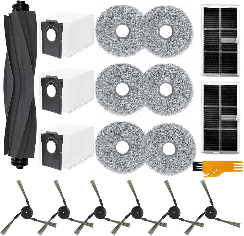 Frexusuent 19 Pcs Replacement for Dreame X40 Ultra / X40 Pro / S30 Pro Ultra Robot Vacuum Cleaner, 1 Rubber Main Brush, 2 HEPA Filters, 3 Dust Bags,6 Mop Pads,6 Side Brushes Accessories Kit - Image 1
