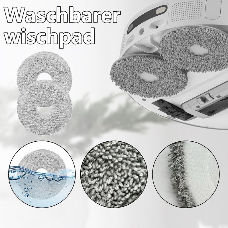 Frexusuent 19 Pcs Replacement for Dreame X40 Ultra / X40 Pro / S30 Pro Ultra Robot Vacuum Cleaner, 1 Rubber Main Brush, 2 HEPA Filters, 3 Dust Bags,6 Mop Pads,6 Side Brushes Accessories Kit - Image 5