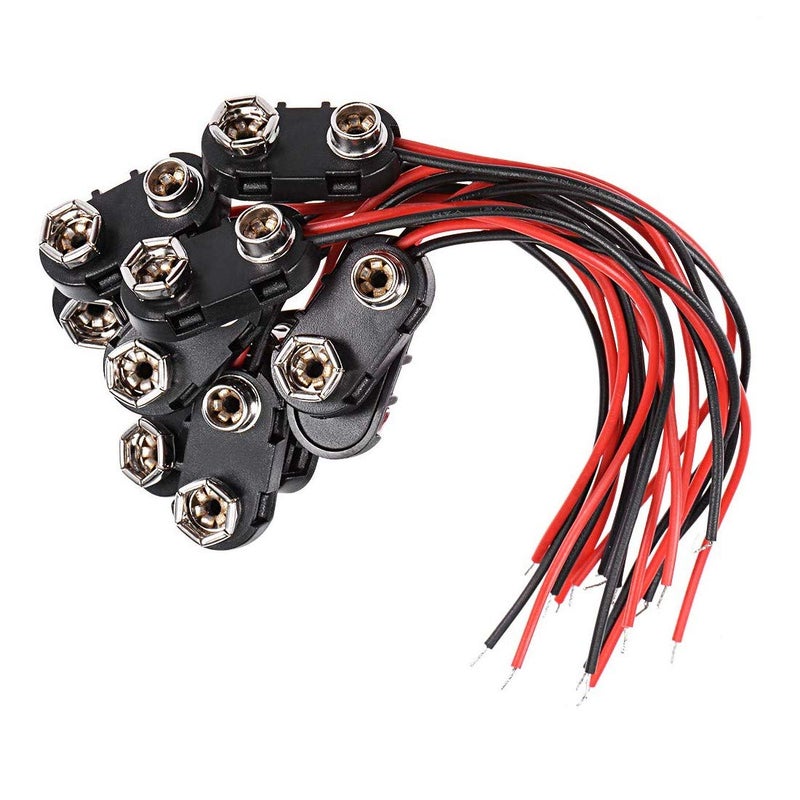 bnafes DC 9V Battery Clip Connector IType Buckle Connector Plastic Shell Lead Wire 15cm Long Pack of 10 - Image 2