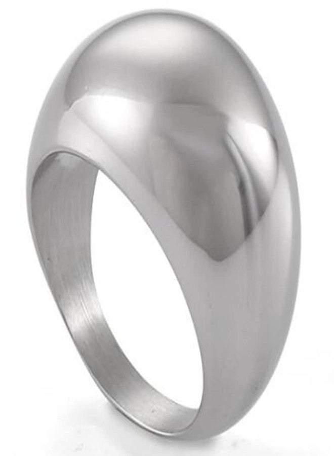 Jude Jewelers Stainless Steel Fat Dome Style Classic Simple Plain Wedding Statement Pinky Ring (Silver, 7) - Image 1