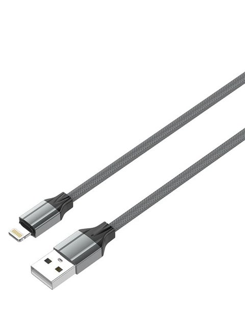 LS441  LDNIO TPE Fast Charging Data Cable from Lightning to USB-A, 1m Length and 2.4Amp Current Max - Grey