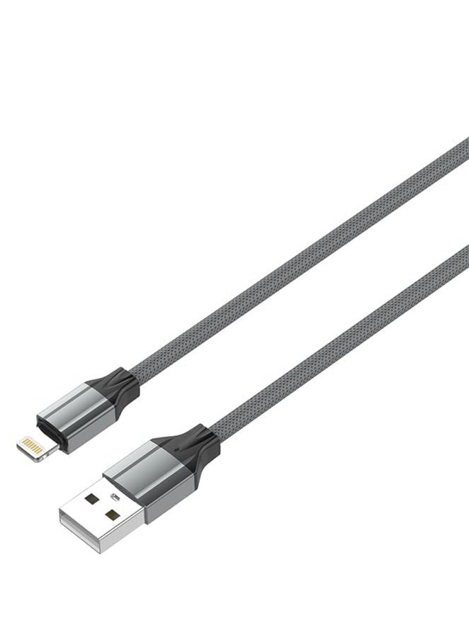 LS441  LDNIO TPE Fast Charging Data Cable from Lightning to USB-A, 1m Length and 2.4Amp Current Max - Grey