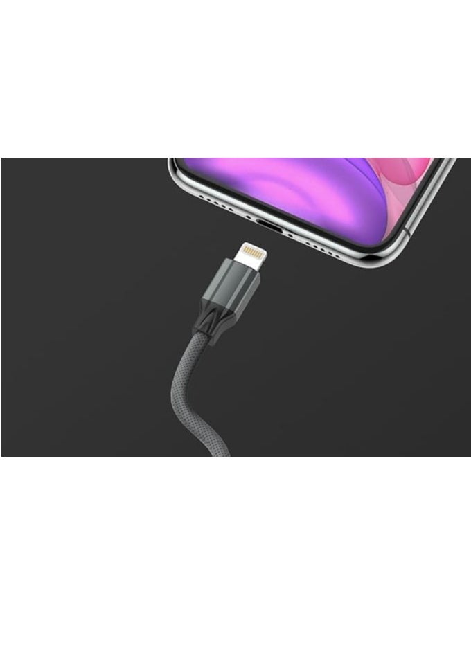 LS441  LDNIO TPE Fast Charging Data Cable from Lightning to USB-A, 1m Length and 2.4Amp Current Max - Grey