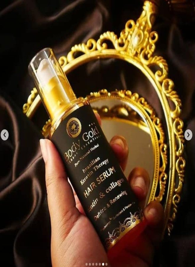 بودي جولد سيروم البيوتين والكيراتين للشعر: يوفر عناية مغذية ومرطبة لفروة الرأس بعمق. يغذي شعركِ ليمنحكِ شعراً ناعماً كالحرير خالياً من التجعد مع ملمس لامع (BK-04). - Image 2