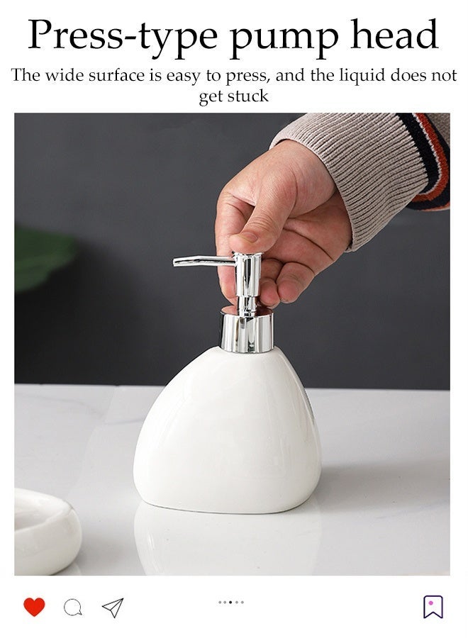 DUNISO 4 Pcs  Ceramic  Bathroom Accessories Sets Complete With Soap Dispenser,Soap Dish,Toothbrush cup and Storage tank ,Countertop Bathroom Decor(White) - Image 4