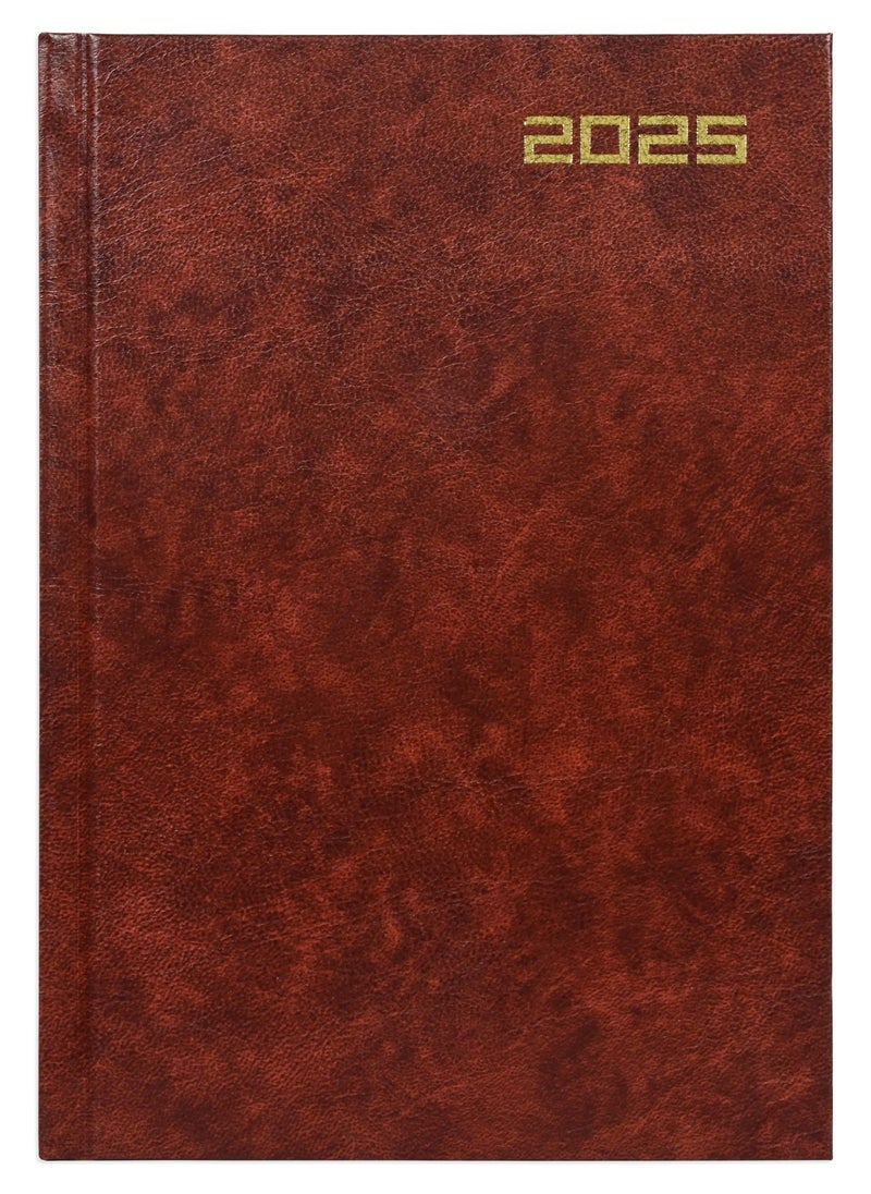FIS Fis 2025 A5 Diary,Vinyl, English  Hard Cover Brown -FSDI21E25BR  - Image 1