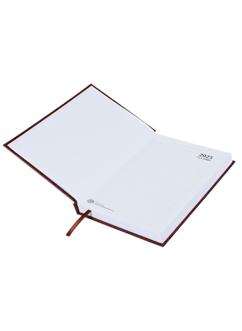 FIS Fis 2025 A5 Diary,Vinyl, English  Hard Cover Brown -FSDI21E25BR  - Image 3