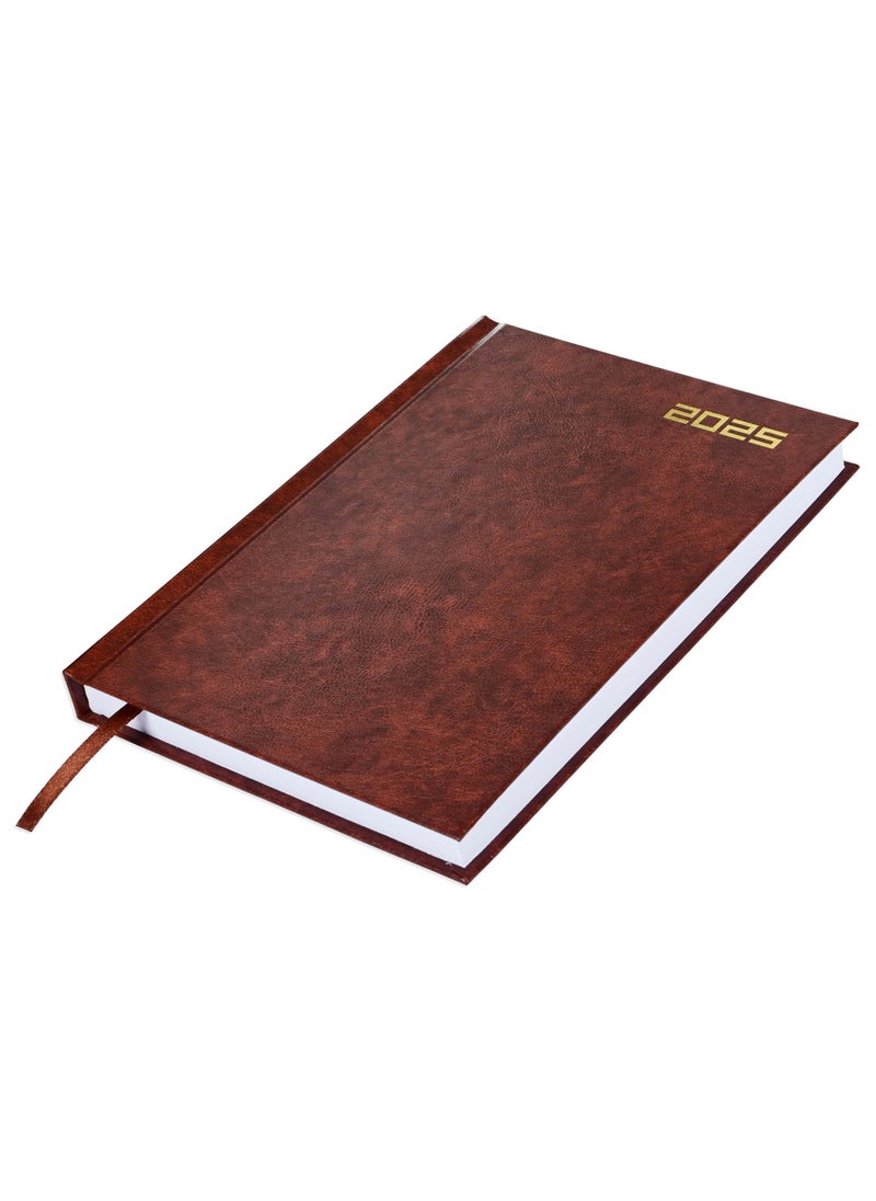 FIS Fis 2025 A5 Diary,Vinyl, English  Hard Cover Brown -FSDI21E25BR  - Image 4