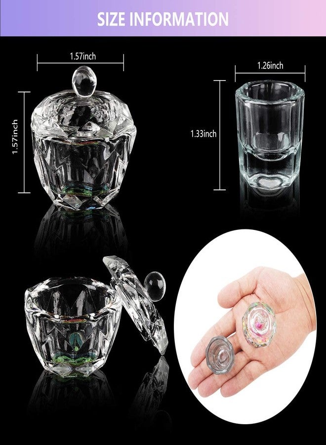 LIONVISON 9Pcs Nail Art Brushes Set: 2 Dappen Dish with Lid & 2 Crystal Monomer Dish & 5 Acrylic Nail Brush - Image 3