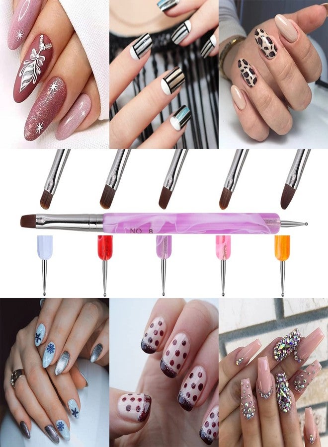 LIONVISON 9Pcs Nail Art Brushes Set: 2 Dappen Dish with Lid & 2 Crystal Monomer Dish & 5 Acrylic Nail Brush - Image 5