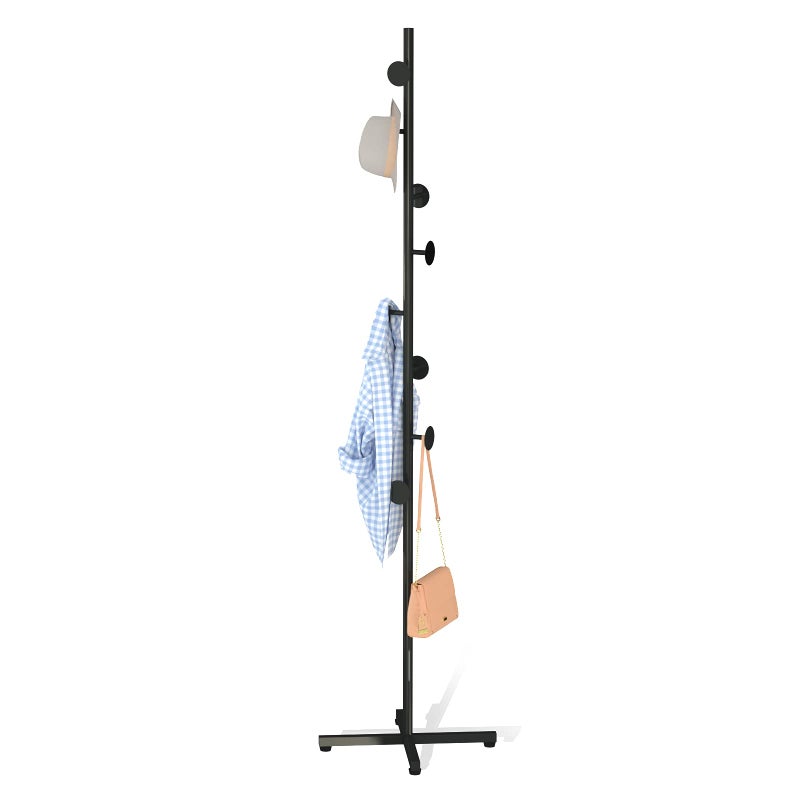 CLSYO Coat Rack Freestanding Black Coat Tree With 8 Hooks Metal Coat Stand for EntrywayHallway Bedroom Office for Coats Hanging Clothes Jacket Hats Bags
