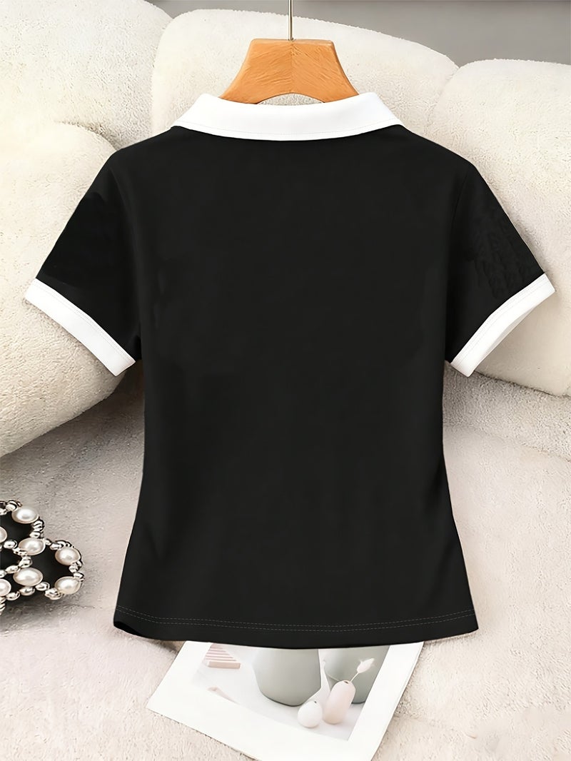 Women's Short Sleeve Crew Neck T - Shirt - Solid Color Blouse - Compatible Basic Top Suitable for Summer & Spring, Machine Washable Casual Shirt, Minimalist Wardrobe Essential for... - Image 2